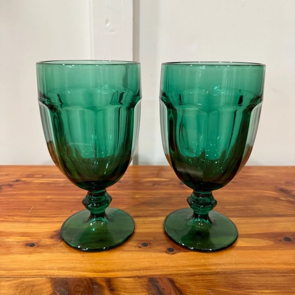 Libbey Glass Company Iced Tea Glass Gibraltar Juniper Green Set of 2